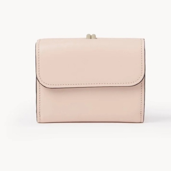 NWT CHLOE SMALL ALPHABET TRI-FOLD IN GRAINED LEATHER WALLET IN CEMENT PINK - Picture 3 of 3